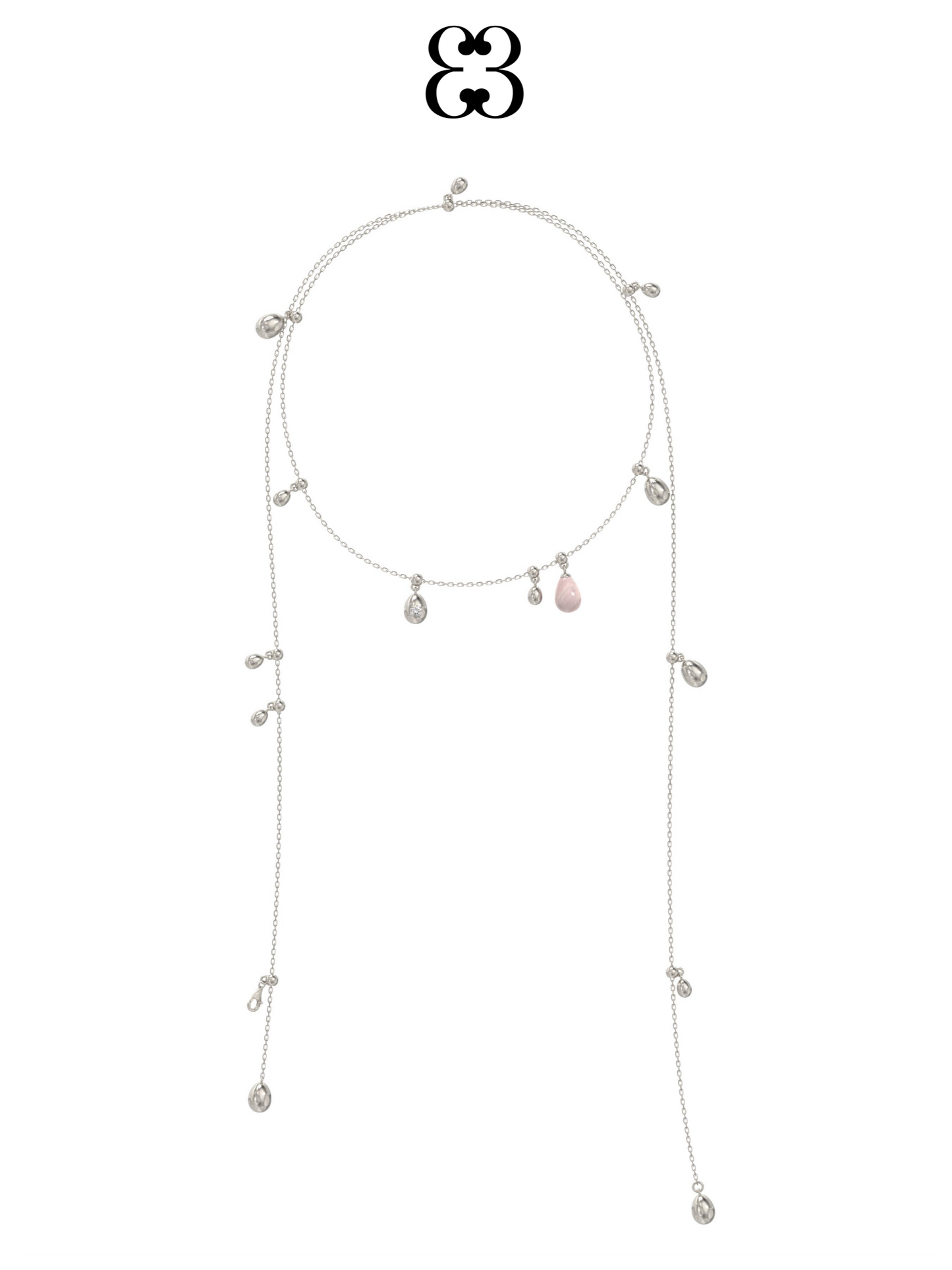 Teardrop Rose Quartz Necklace & Belt Chain