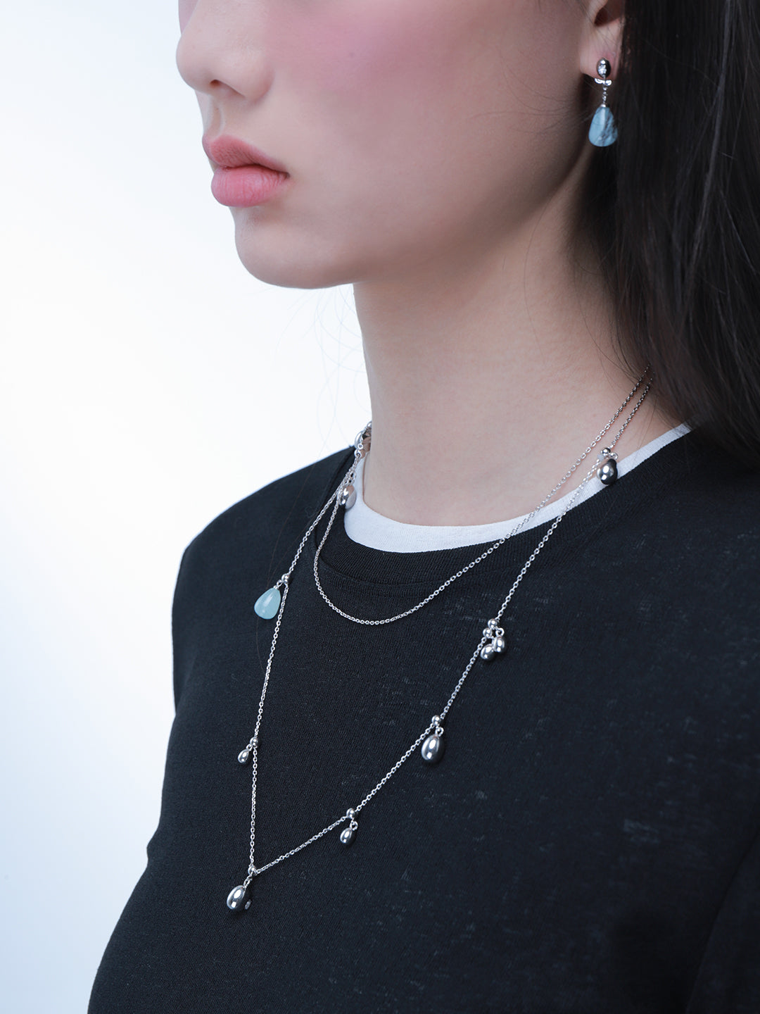 Teardrop Rose Quartz Necklace & Belt Chain